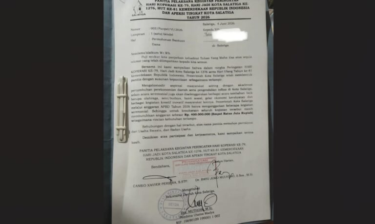 PROPOSAL BANTUAN - Pemkot Salatiga ider proposal permohonan bantuan dana untuk HUT kota. Belakangan, proposal ditarik setelah menimbulkan kontroversi.