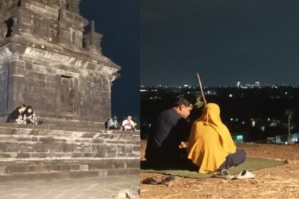 MENIKMATI MALAM - Kawasan Candi Tugu kini jadi magnet spot wisata untuk menikmati Kota Semarang dari ketinggian. (dul)
