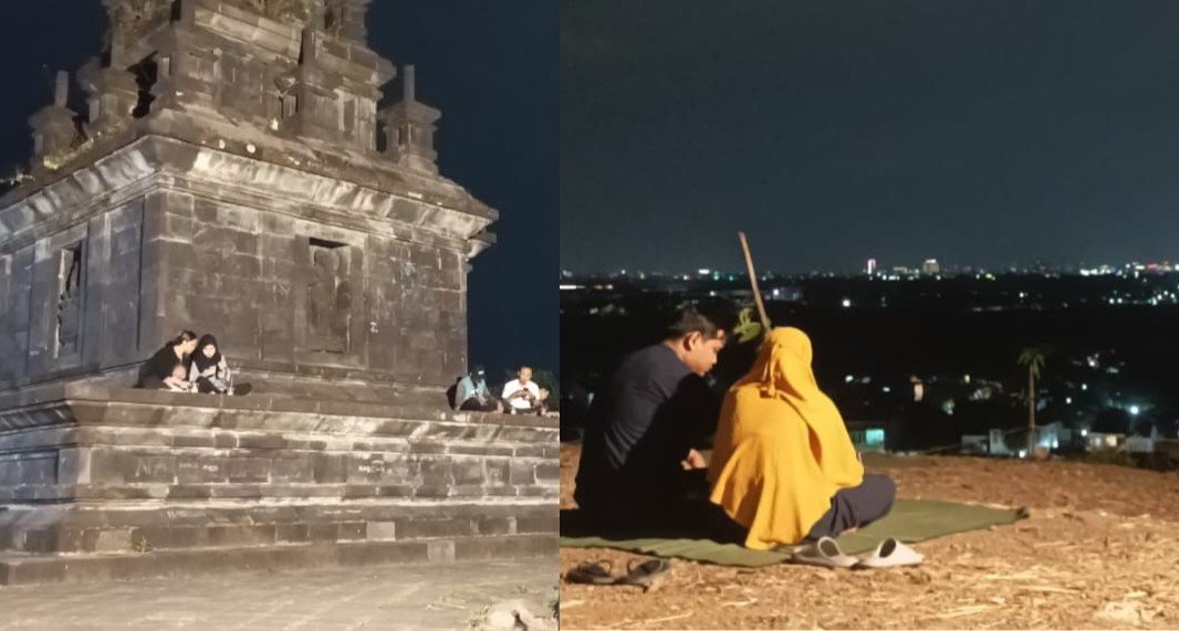 MENIKMATI MALAM - Kawasan Candi Tugu kini jadi magnet spot wisata untuk menikmati Kota Semarang dari ketinggian. (dul)