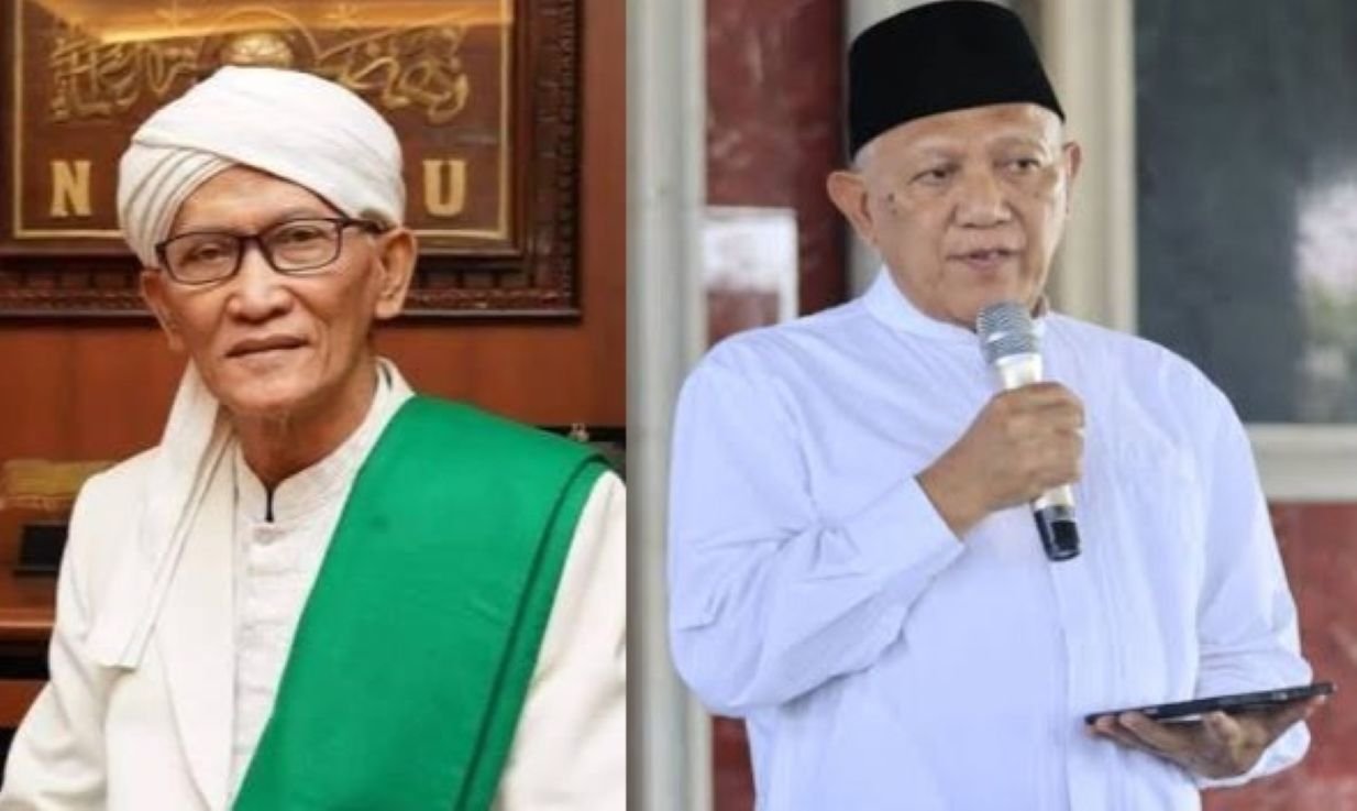 NAHKODA NU - Kolase foto Rais Aam PBNU KH Miftachul Akhyar (kiri) dan Ketua Umum PBNU KH Abdul Hakim Mahfudz (Gus Kikin).