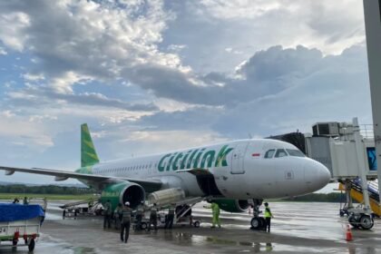 PESAWAT CITILINK‐-Pesawat Citilink terparkir di apron Bandara Ahmad Yani Semarang. (ist)