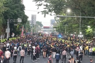 AKSI MAHASISWA SEMARANG RAYA - Mahasiswa Semarang Raya memilih kawasan Tugu Muda sebagai lokasi utama aksi massa, pada Rabu (26/8/2026), lantaran terinspirasi herosime para pahlawan dalam Pertempuran 5 Hari di Semarang. (dul)