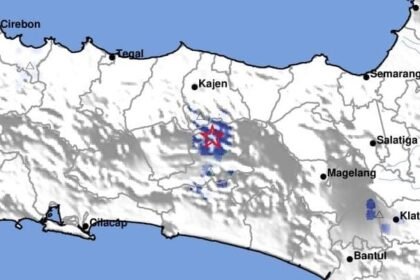 TITIK GEMPA--Peta episenter gempa Banjarnegara yang dirilis BMKG. (ist)