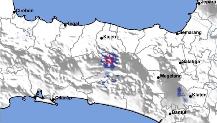 TITIK GEMPA--Peta episenter gempa Banjarnegara yang dirilis BMKG. (ist)