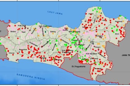 PETA KEKERINGAN - Peta monitoring wilayah hari tanpa hujan di Jateng yang dirilis BMKG. (ist)