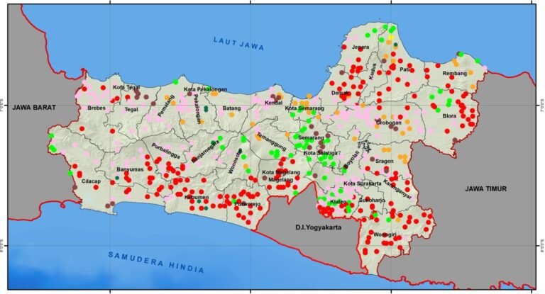 PETA KEKERINGAN - Peta monitoring wilayah hari tanpa hujan di Jateng yang dirilis BMKG. (ist)