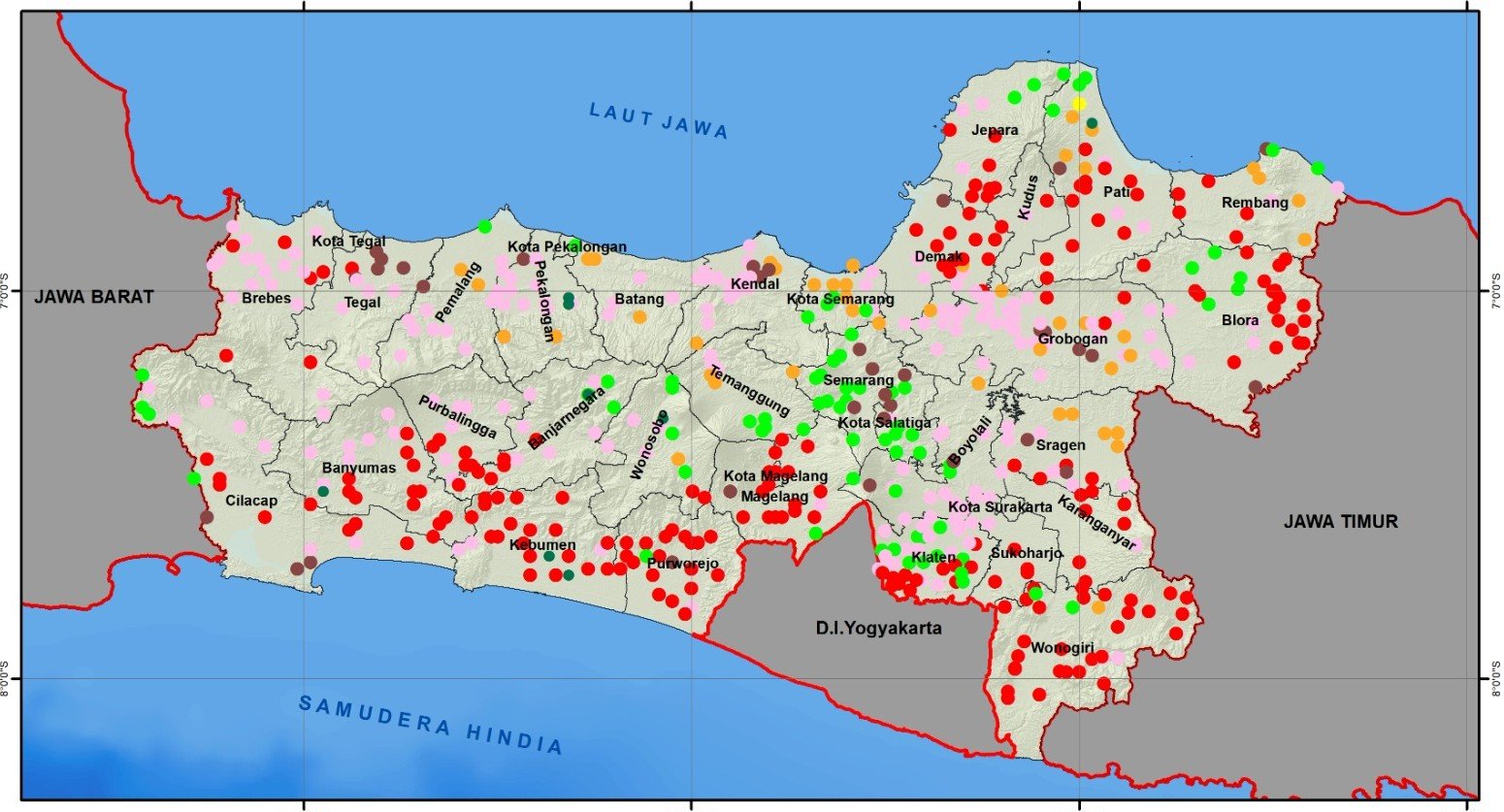 PETA KEKERINGAN - Peta monitoring wilayah hari tanpa hujan di Jateng yang dirilis BMKG. (ist)