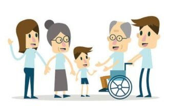 KELUARGA - Ilustrasi keluarga yang merawat anak sekaligus orang tua (lansia). (ist)