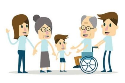 KELUARGA - Ilustrasi keluarga yang merawat anak sekaligus orang tua (lansia). (ist)