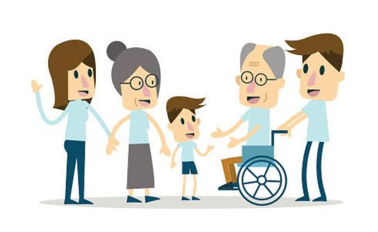 KELUARGA - Ilustrasi keluarga yang merawat anak sekaligus orang tua (lansia). (ist)