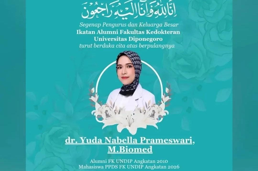 Flayer ucapan duka cita meninggalkan dokter residen Undip beredar di media sosial. (ist)