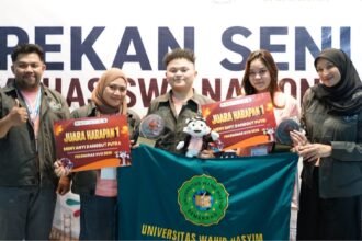 RAIH JUARA--Dua mahasiswa Unwahas mewakili Jateng, meraih juara harapan lomba dangdut dalam ajang Peksiminas 2026. (ist)