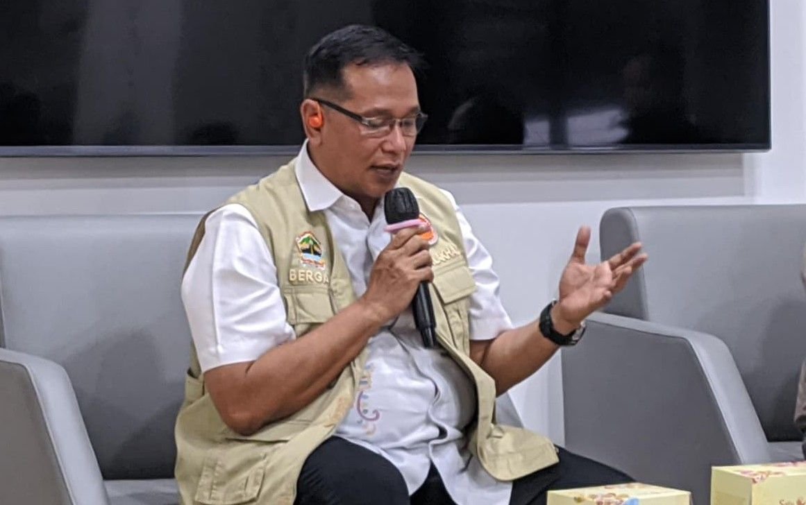 Kepala BPBD Jawa Tengah, Bergas Catursari Penanggungan, dalam konferensi pers di Kantor Gubernur Jawa Tengah, Kamis (22/10/2026). (dul)
