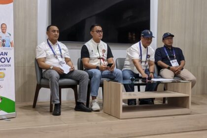KONFERENSI PERS - PB Porprov Jawa Tengah 2026 menggelar konferensi pers di Co Work Space Gubernuran Jateng, Kamis (29/10/2026). (dul)