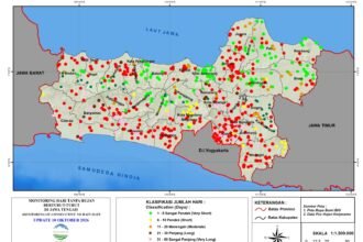 PETA KEKERINGAN--Peta monitoring wilayah hari tanpa hujan di Jateng yang dirilis BMKG. (ist)