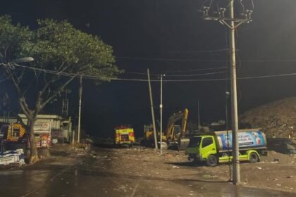 DIGUYUR HUJAN: Area TPA Jatibarang Semarang basah setelah hujan deras mengguyur kawasan tersebut pada Kamis (8/10/2026) malam. (ist)
