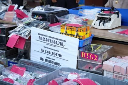 BARANG BUKTI: Barang bukti kasus judi togel dari 3 daerah yang diungkap tim Polda Jateng, dipamerkan saat konferensi pers, Selasa (20/10/2026). (ist)