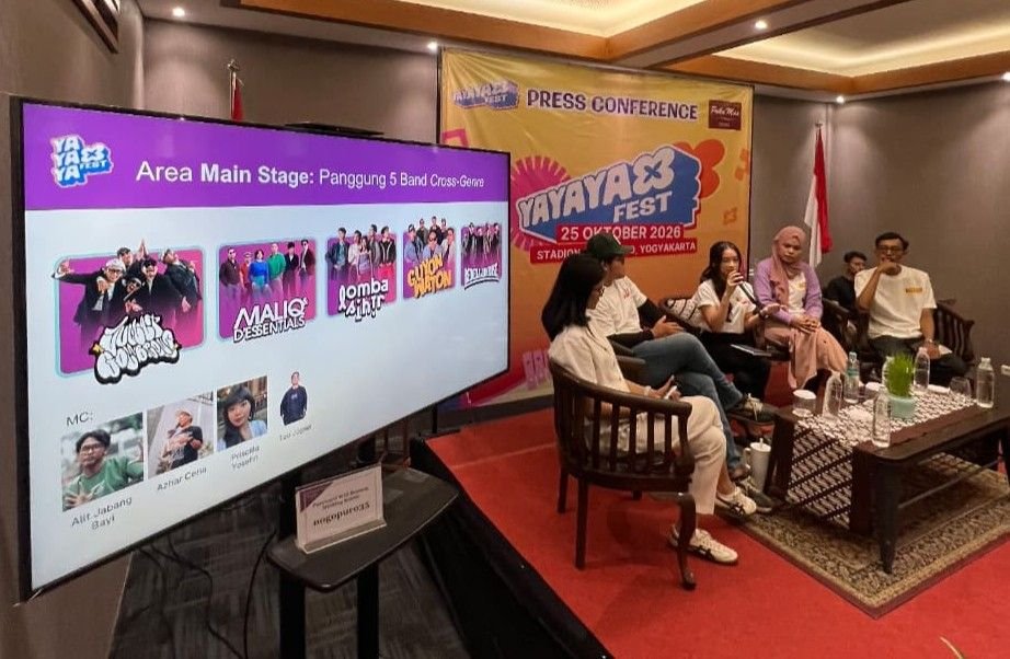 YAYAYA FEST 2026 - Konferensi pers konser musik inklusif dan ramah lingkungan YAYAYA FEST 2026. Konser yang digelar di Stadion Kridosono, Yogyakarta, ini akan menghadirkan berbagai genre musik.