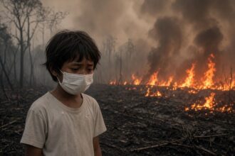 Ilustrasi anak terdampak kabut asap karhutla.